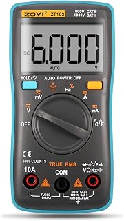 Digital Multimeter True RMS Auto Ranging Voltage Tester 6000 Counts Backlight,Current/Resistance/Capacitance/Temperature Measurement for Industrial Electricians