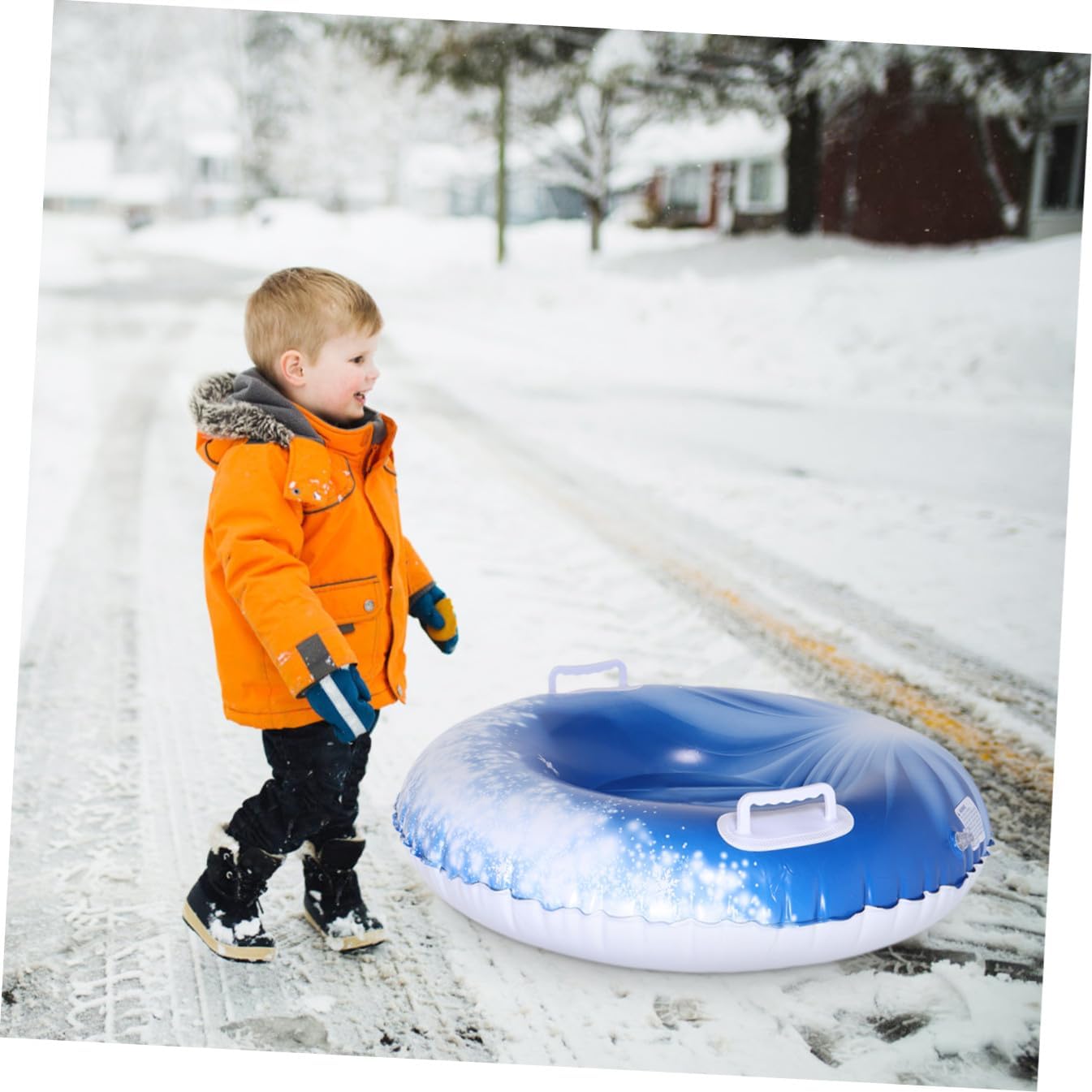 Inflatable Snow Tube Sledding Tire PVC Heavy Duty Snow Sled with Handles for Winter