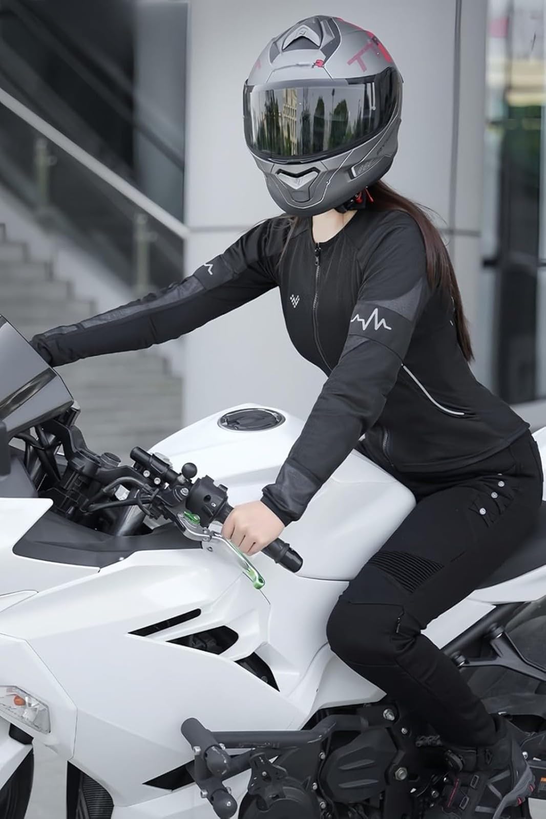 Damska kurtka motocyklowa, oddychająca koszula motocyklowa ze sprzętem ochronnym CE z zamkiem błyskawicznym i zdejmowaną wyściółką ochronną.