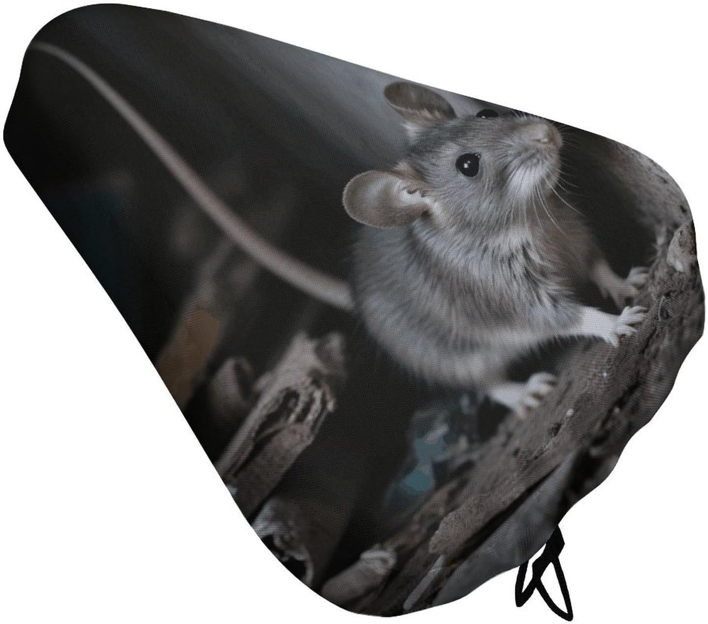 Mouse Hiding in The Corner Padded Bike Seat Cover with Drawstring and Spring Buckle, Waterproof Bicycle Seat Cushion Extra Wide, Soft Comfort Bicycle Saddle for Mountain Exercise Road Bikes