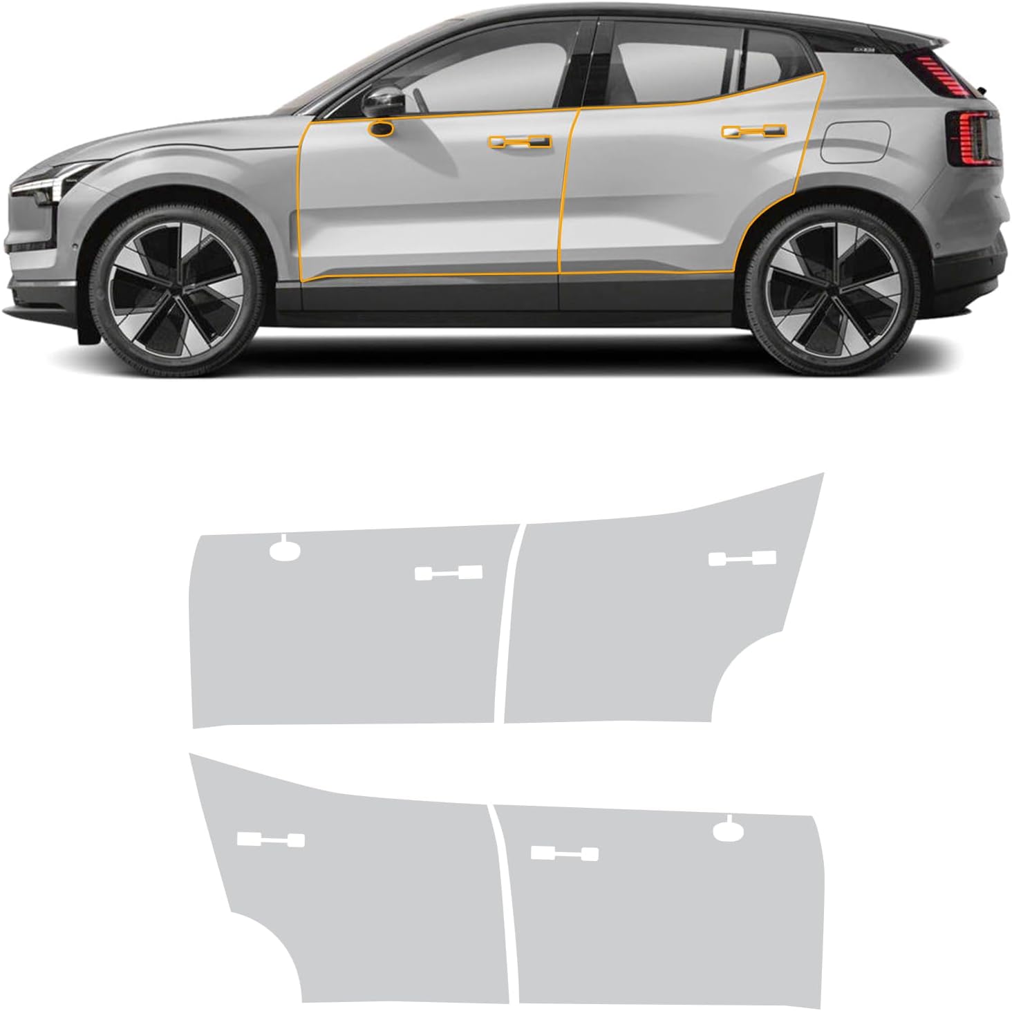 for Volvo EX30 2023-2025 8.5mil TPU PPF Clear Car Pre-Cut Paint Protective Film HD Scratch Exterior Accessories (Doors 4Pcs)