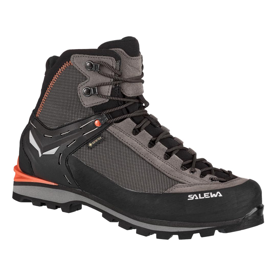 Salewa Men's Crow GTX Waterproof Gore-Tex Trail Boots for Trekking, Climbing, & Mountaineering - Wallnut/Fluo Orange - 8.5