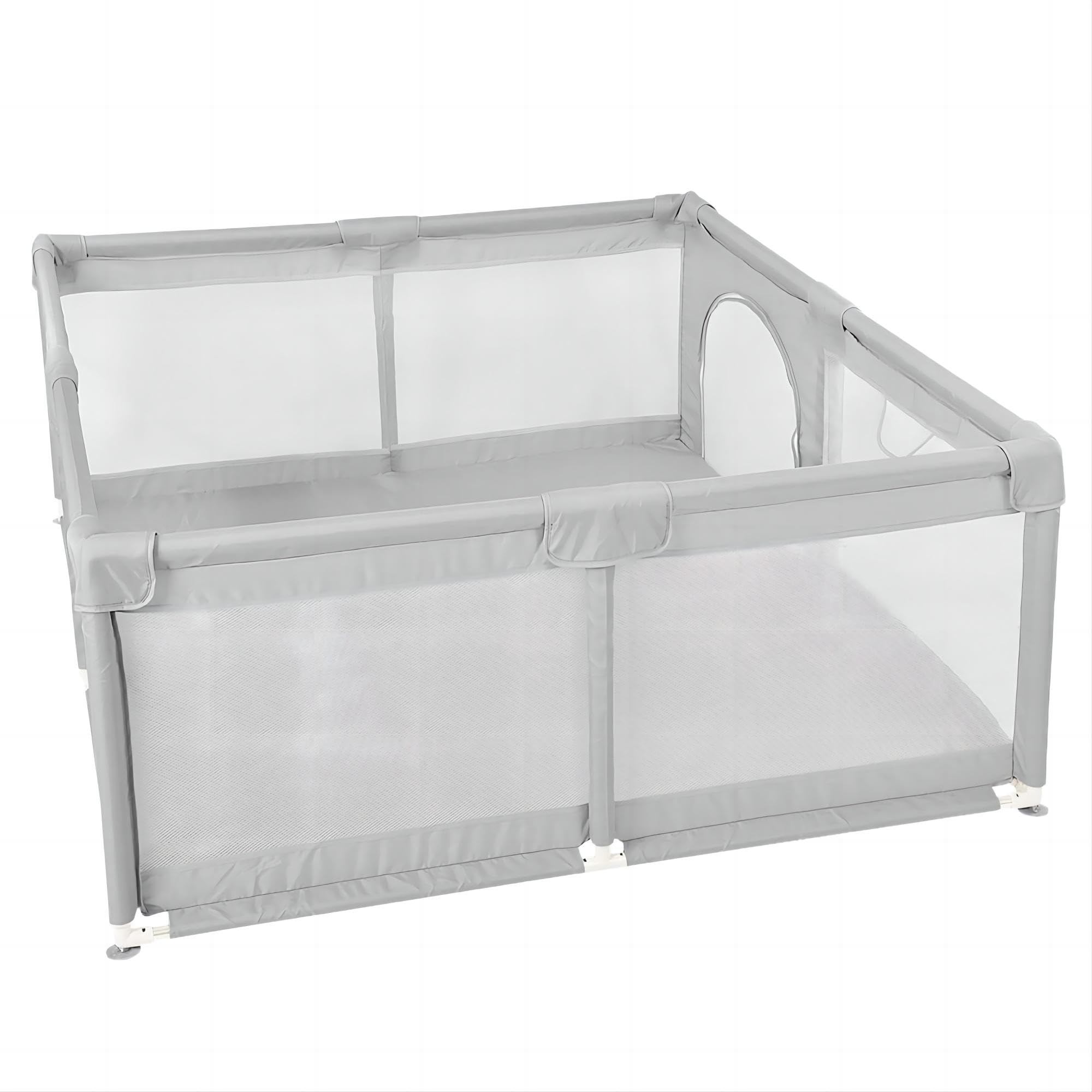 Parc Bébé en Tissu Oxford, Parc de Jeux avec Barrières, Sac de Transport, 2 Anneaux de Préhension, 8 Ventouses, Centre d'activités Bébé, pour Intérieur/Extérieur (Gris clair 200 x 150 x 66 cm)