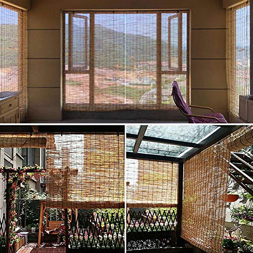 Mzsh Natural Bamboo Blinds Vertical Blackout Blind Matchstick Roller Windows Shades Retro Decorative Curtains Light Filtering Uv Protection Ventilation #TOP5