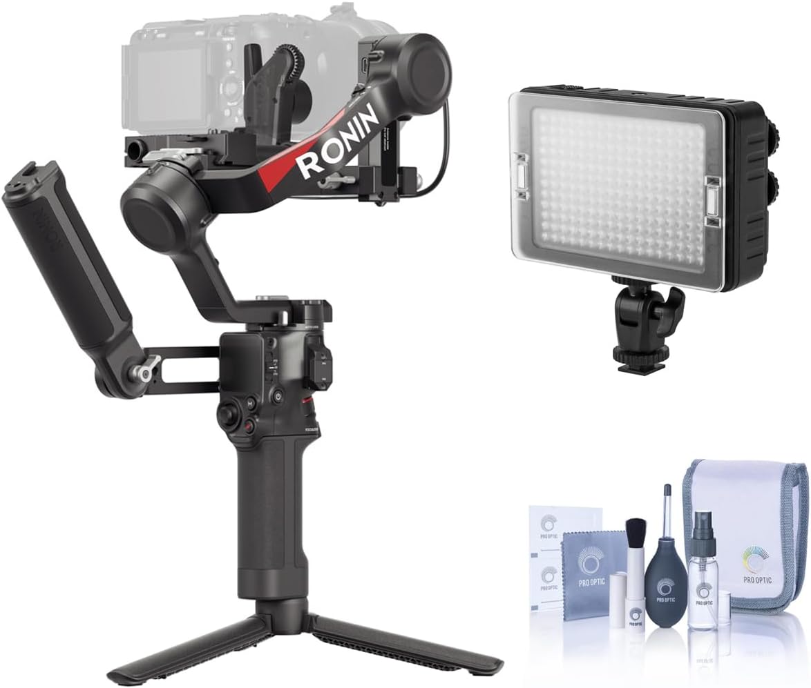 DJI RS 4 Combo, Bundle with On-Camera LED Light and Cleaning Kit
