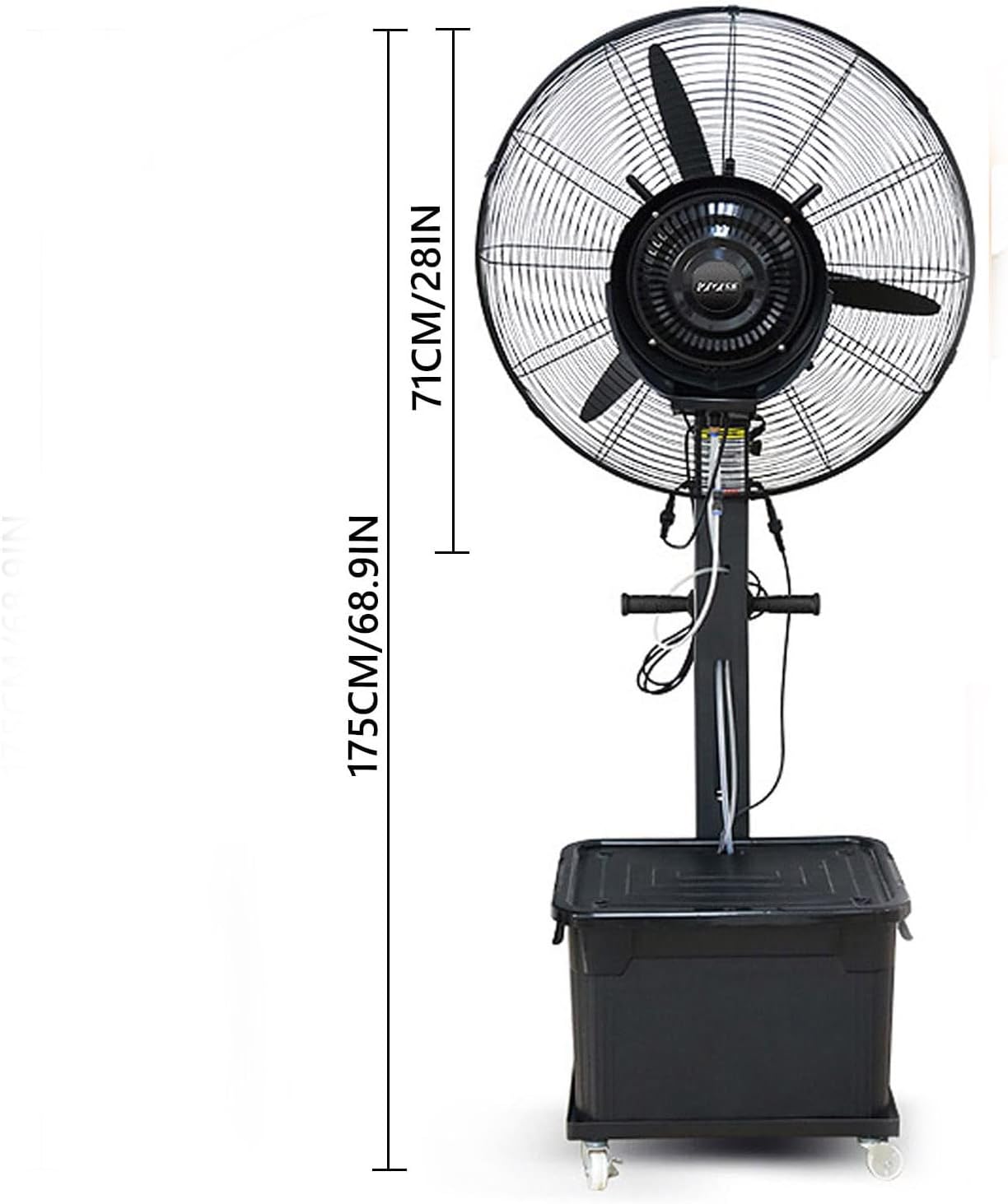 Industrial Pedestal Fan with Mist, 3-Speed Oscillating Stand Misting Fan with 90° Oscillation and 42L Large Capacity Tank, Heavy Duty Metal Fan for Commercial, Garag