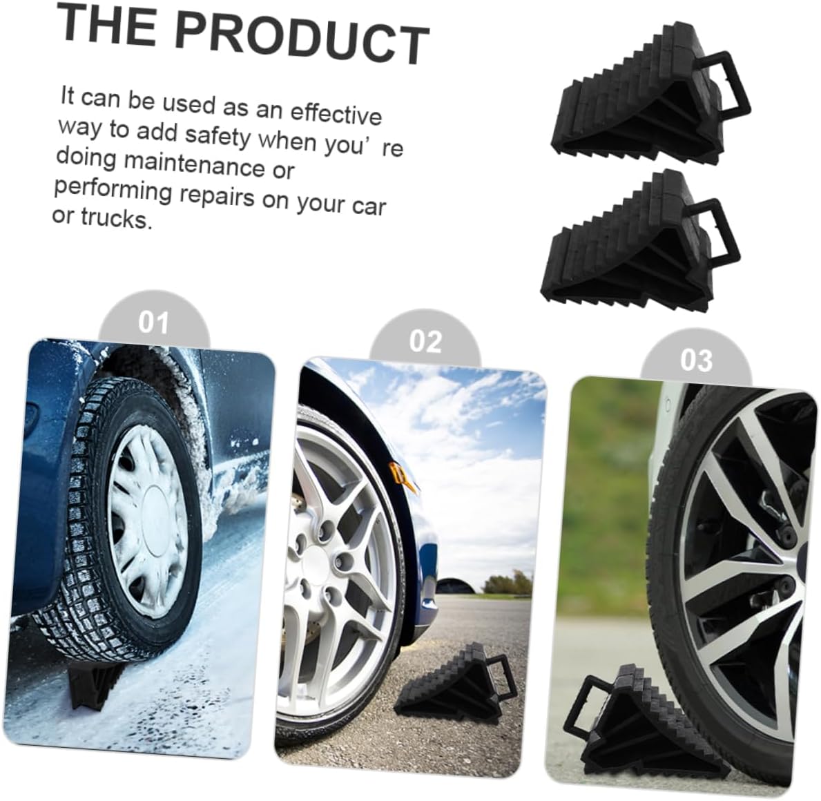 2pcs Auto Tire Chocks Wheel Chocks for Car Made for Durability and Usage Keep Vehicle in Place