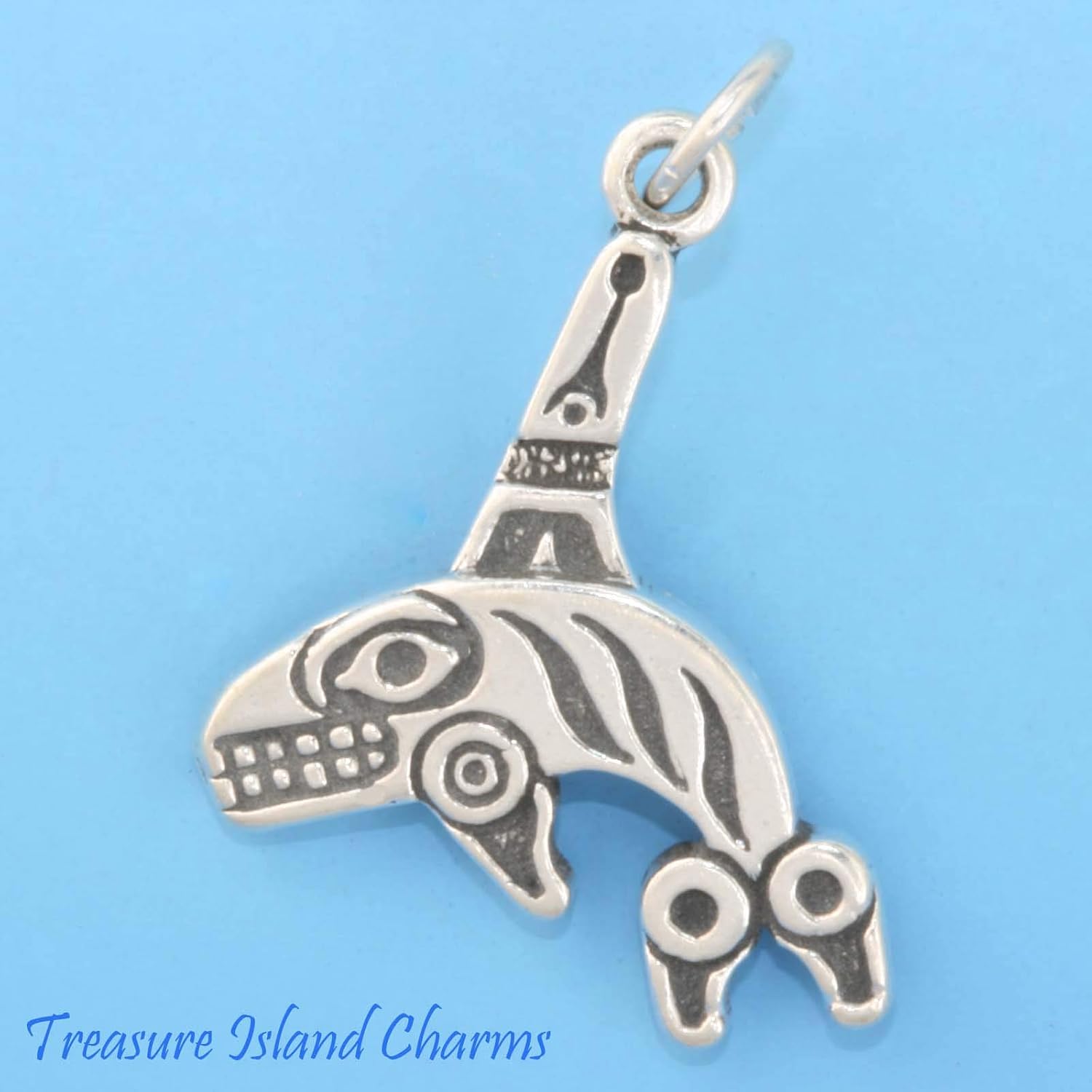 Northwest Alaskan Native American Killer Whale Orca 925 Sterling Silver Charm Pendant Bracelet Jewelry Making Supply