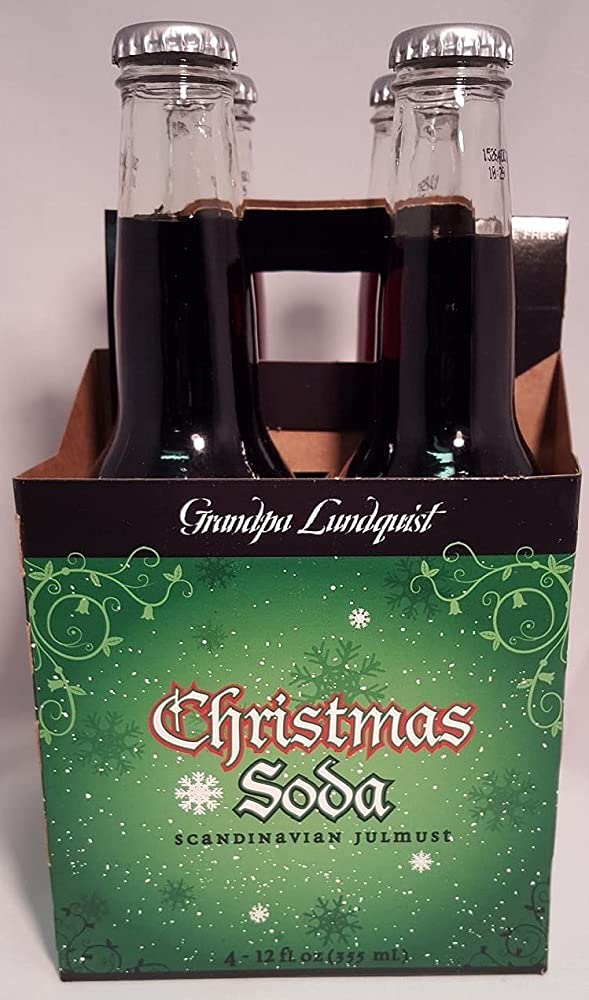 Grandpa Lundquist Christmas Soda Scandinavian Julmust 12 Oz. Bottle 4 Pack