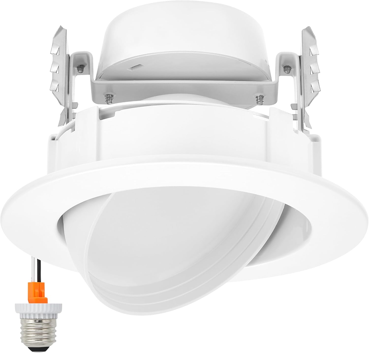 Maxxima 4 in. Rotatable LED Retrofit Downlight Gimbal, 950 Lumens, 10 Watts, 5 CCT 2700K/3000K/3500K/4000K/5000K, Dimmable, Plastic White Trim
