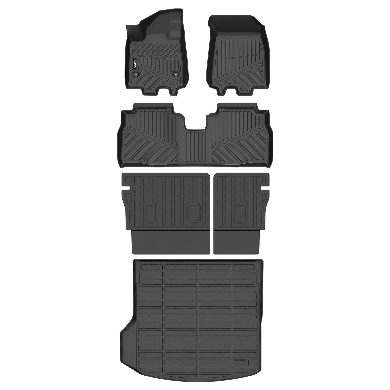 All Weather Floor Mats & Cargo Liner for Chevy Equinox EV 2024 2025 with Backrest Custom Fit Full Set Accessories - Black