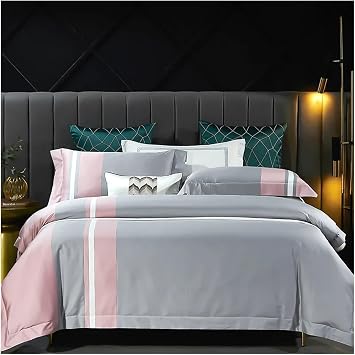 1000TC Cotton Bedding Sets Queen King Size Bed Duvet Cover Flat/Fitted Sheet Linen Set Pillowcase 4pcs Bed Set Comfortable Bedding, bedspreadsA,Fitted Bed Sheet-Queen 4PCS
