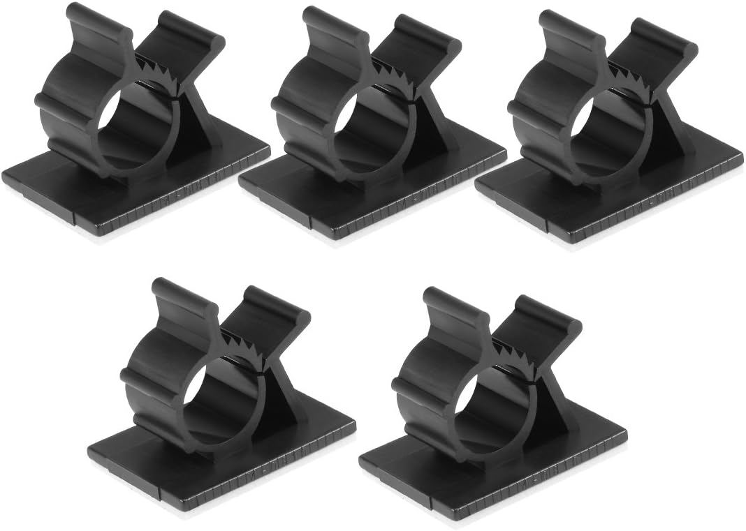 uxcell 5Pcs Self Adhesive Adjustable Wire Cable Tie Sticker Clip Black
