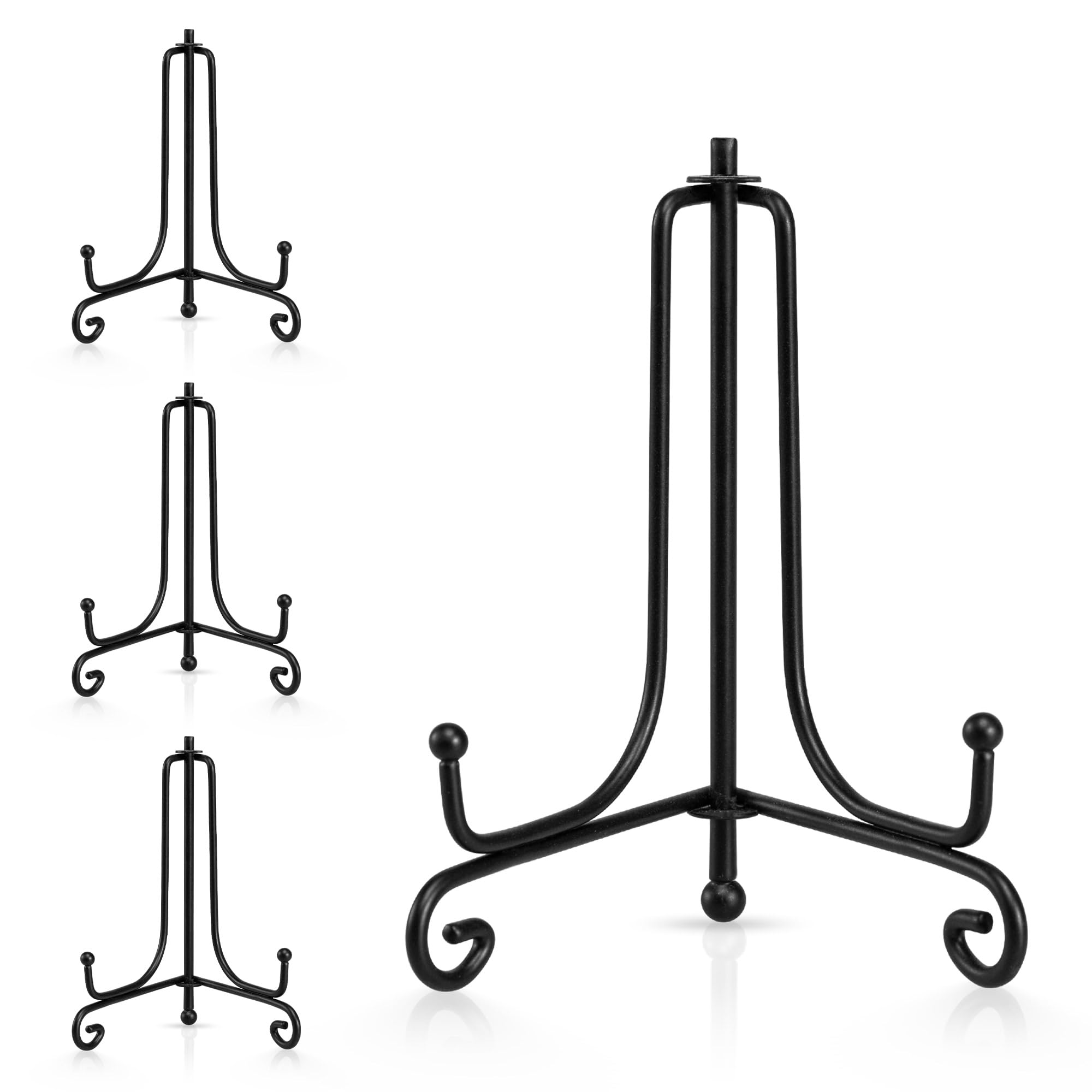 Photo 1 of *Used/minor damage* Artliving Plate Stands for Display, 4 Inch Black Iron Easel Plate Display Photo Holder Stand, Displays Picture Frames, Decorative Plates, Tablets and Art (4 pack)
