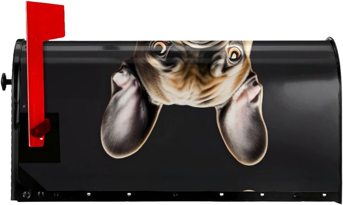 Long Ears French Bulldog Mailbox Covers Magnetic Post Box Cover Wraps Standard Size 21x18 Inches for Garden Yard Decor