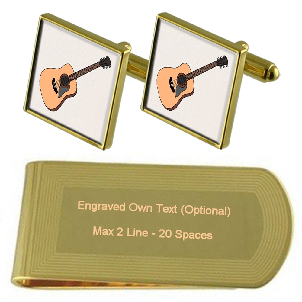 Guitarra acústica de tono oro gemelos para camisas formales y cenas de gala 5