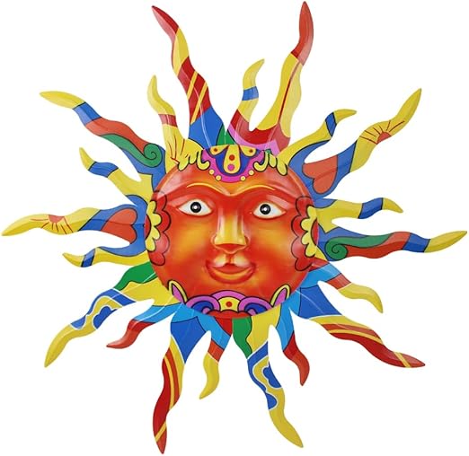 VEWOGARDEN Metal Sun Wall Decor 30" Large Outdoor Metal Wall Art Colorful Outdoor Sun Wall Art for Patio Home Garden