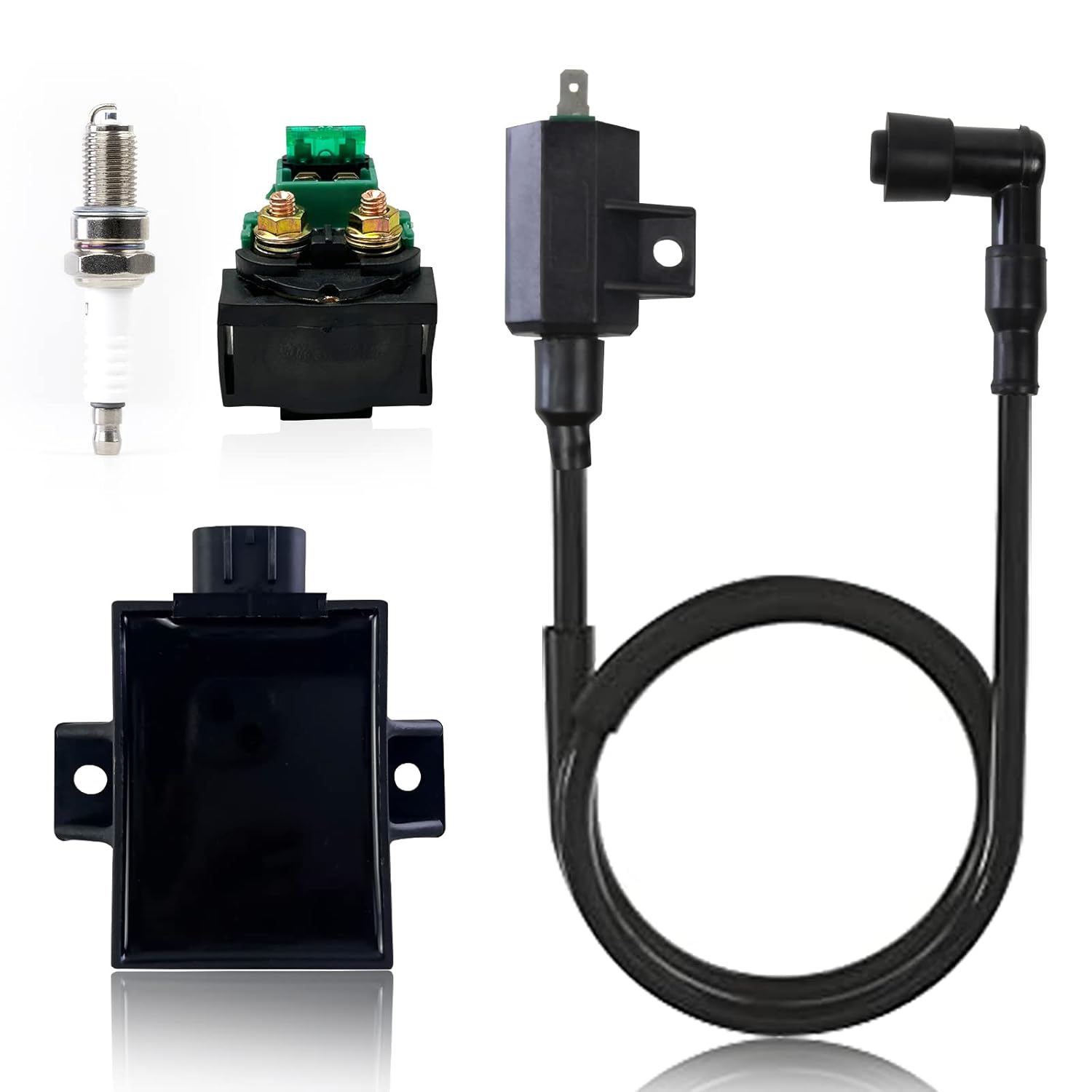 Starter Solenoid Relay Ignition Coil CDI Box for Kawasaki Bayou 220 KLF220A 1996-2002 Bayou 250 KLF250A 2003-2011 21119-1457 21121-1160 92070-1019 21160-1085 27010-1254