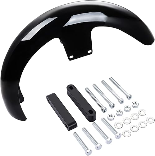 Miniatura 7 de Guardabarros delantero de motocicleta de 21 pulgadas, guardabarros delantero para Harley Touring Road King Electra Glide Street Glide (fibra negra)