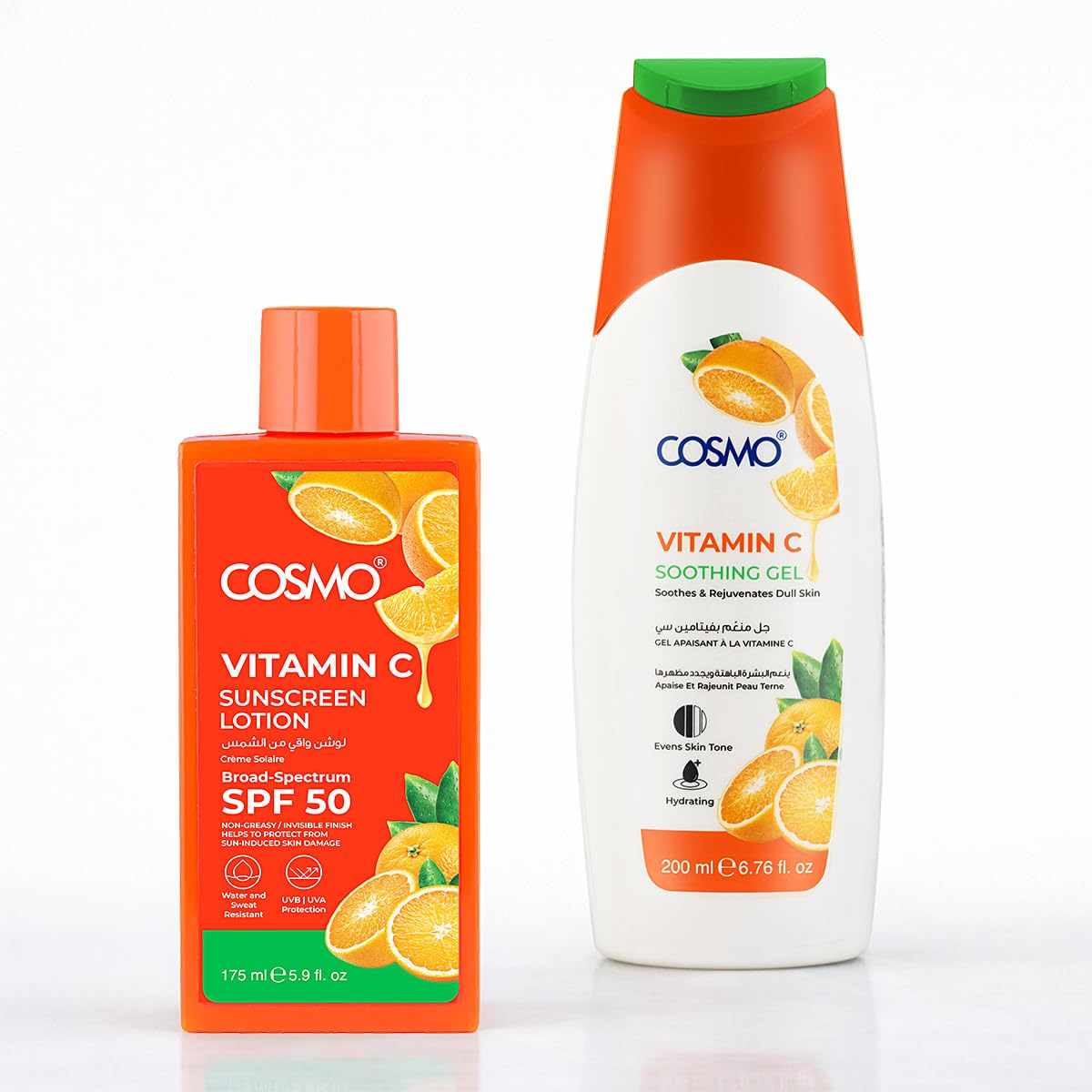Cosmo Body Care Vitamin C Sun Care Travel Kit Pack Of 2 | SPF 50 Sunscreen Body Lotion 175ml, Soothing Gel 200ml | Fast Absorbing & Lightweight & Non Greasy | For Men & Women | For All Skin Types-image-36