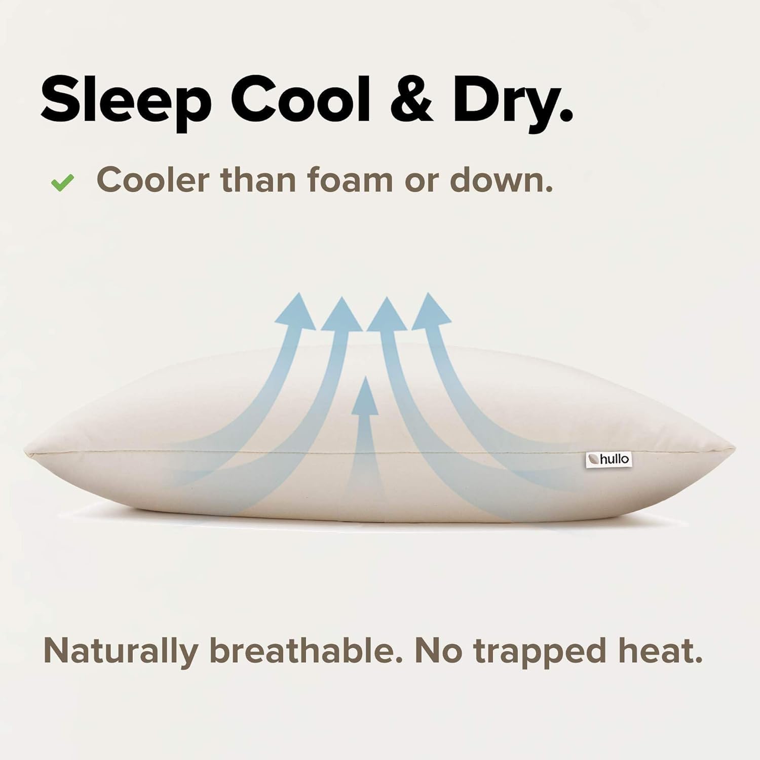 Hullo Buckwheat Pillow – Organic Adjustable Cooling Pillow for Side & Back Sleepers, Neck Support – Breathable Cotton Cover – Made in USA (20×36 King Size)