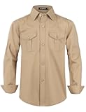 Boys' Long Sleeve Button Down Shirt for Kids Woven Solid Two Pockets