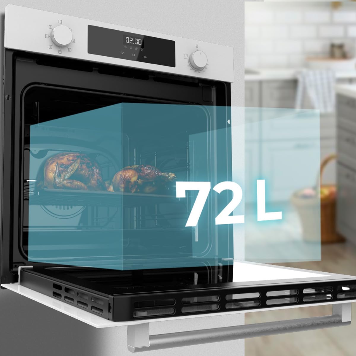 Cecotec Piekarnik wielofunkcyjny Wbudowany 60cm Bolero Hexa M226000 Glass White A. 2800W, 72L, 7 funkcji, tryb Grill, Fan Assisted Grill, Tryb konwekcji, Defrost, Steam Base X2, Steam EasyClean i
