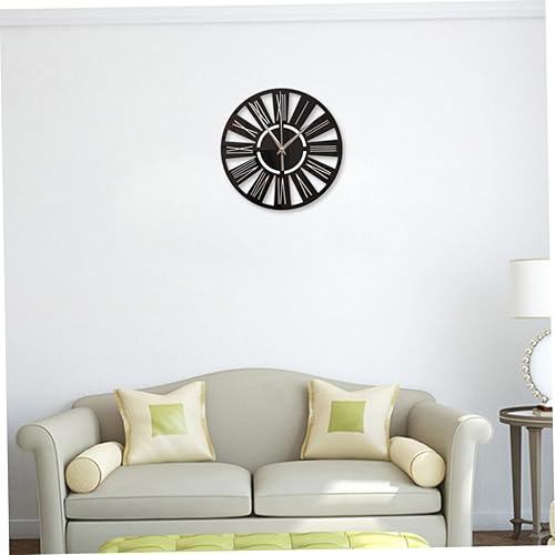 Miniatura 6 de PRETYZOOM Reloj de pared analógico, número romano, decoración de pared grande, decoración moderna para el hogar