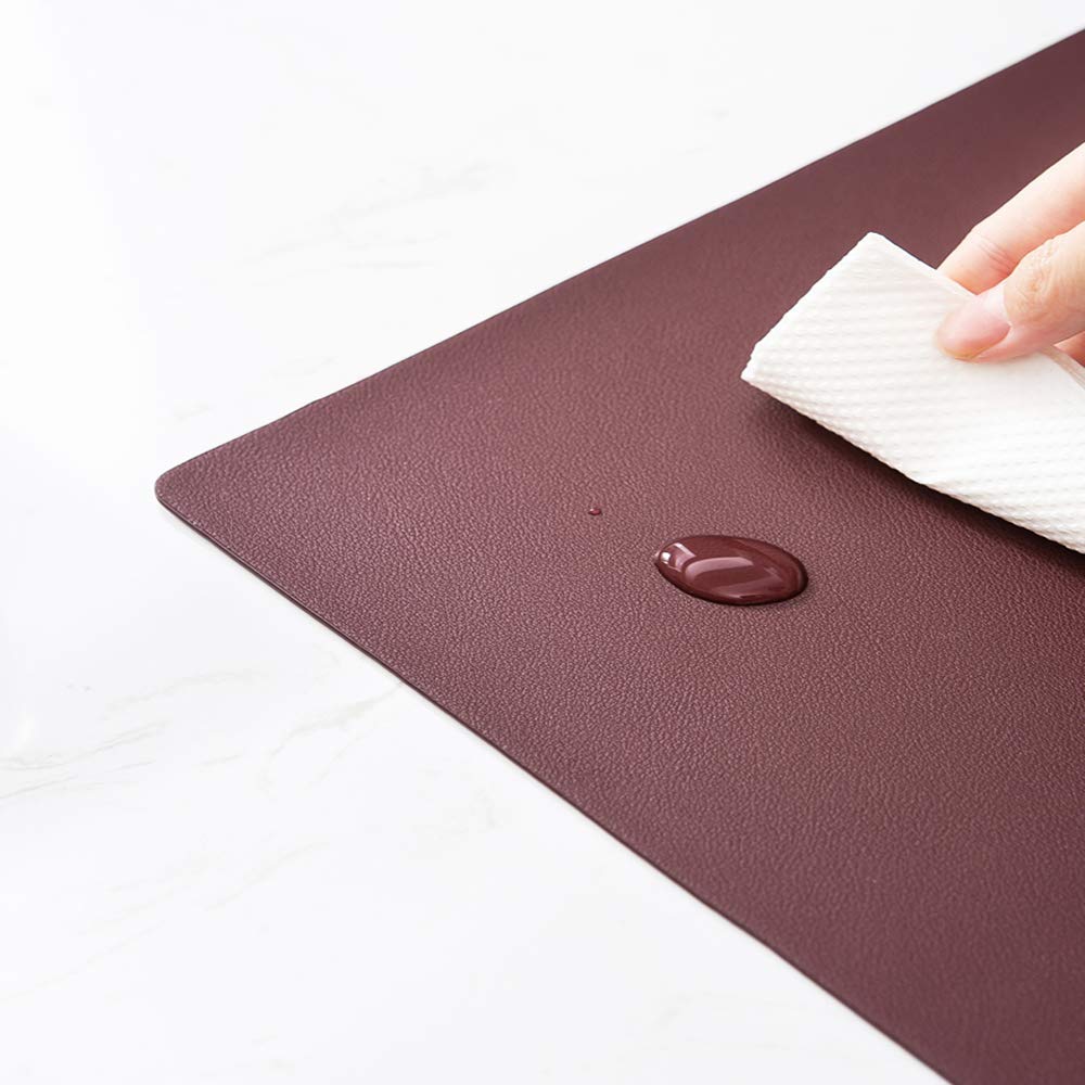 Napperon en Cuir PU Tapis de Table Design réversible Antidérapant Imperméable Résistant à l'huile Isolation Durable Cuisine Salle à Manger Multicolore Disponible, Gris foncé (Vert foncé)
