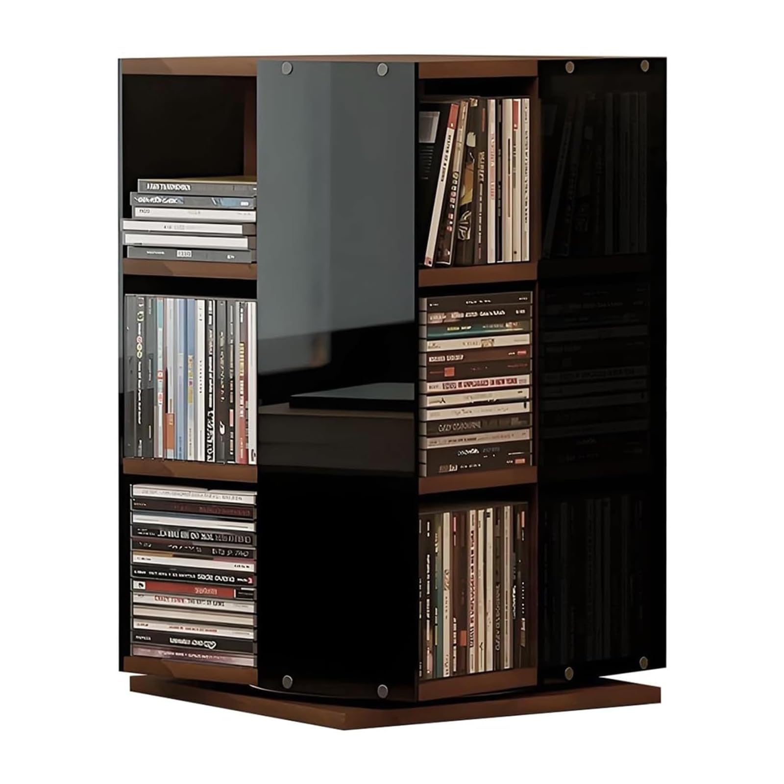 360° Drehbarer DVD-Turm, Schallplatten-/CD-Regal, 4-seitiger Präsentationsständer, Leichtgängige Drehung, Platz Für Bis Zu 120 CDs, Einfache Montage, Für CDs, DVDs, Bücher Und Zeitschriften
