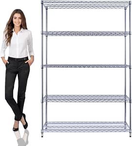 48x24x72 Prime Heavy Duty Chrome 4-Tier Wire Shelving NSF 3200 LBS Max Capacity Storage Rack Commercial Hospital School Garage Kitchen Uses With Wh 48x24x72 Prime Heavy Duty Chrome 4-Tier Wire Shelving NSF 3200 LBS Max Capacity Storage Rack Commercial Hospital School Garage Kitchen Uses With Wh