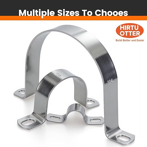 Miniatura 5 de 6 abrazaderas de tubo engrosadas de acero inoxidable 304 de 2 pulgadas, clips de conducto resistentes con soporte en U de dos agujeros para HVAC,