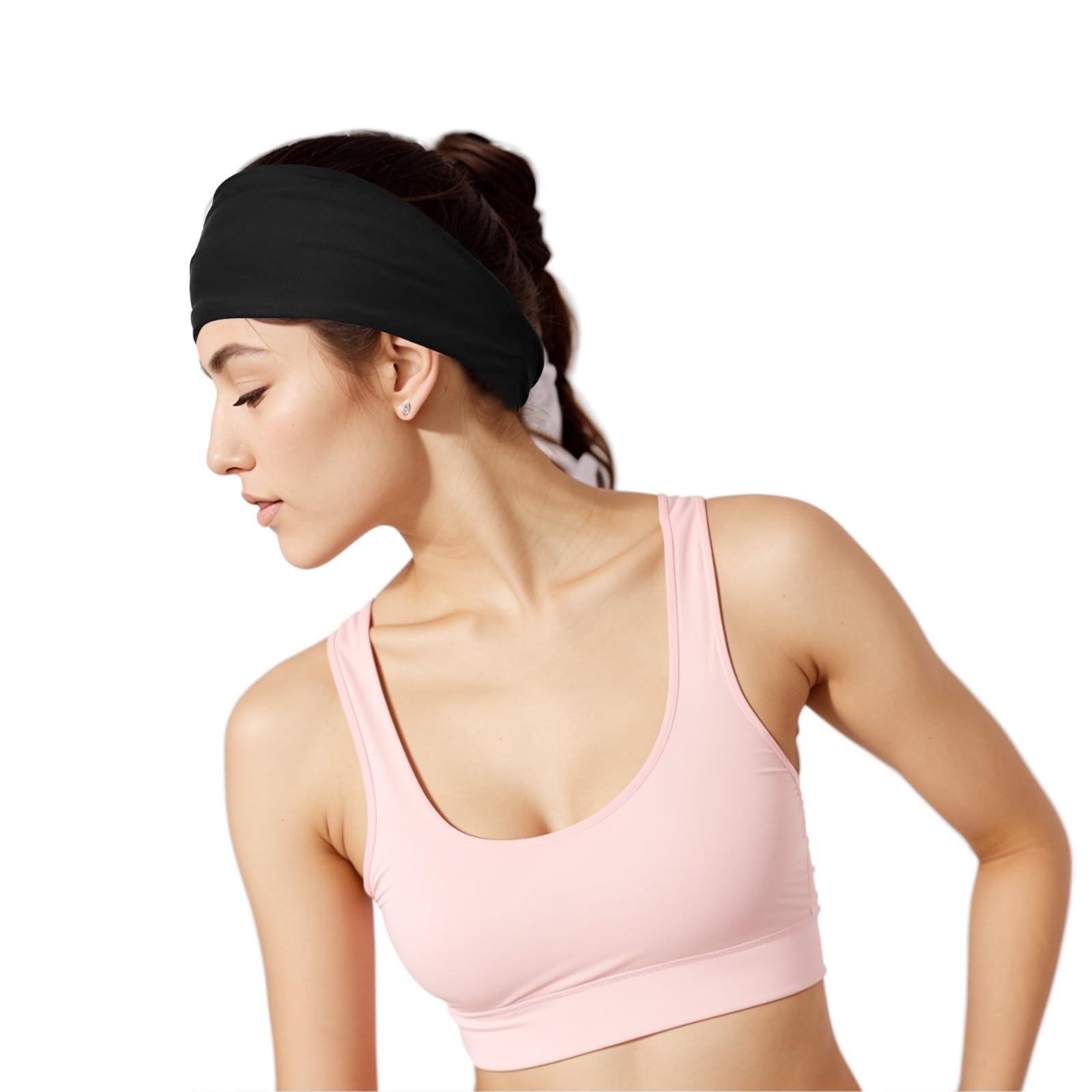 Yoga Headbands for Women, Non Slip Elastic Sweat Hairbands, Solid Color Head Accessories Headscarves Hair Hoop, Sweat-Absorbing Hairbands for Sports, Fitness, Running