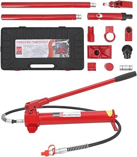 12 Ton Porta Power Kit, Portable Hydraulic Jack with 3.9 Ft/1.2 m Oil Hose, Auto Body Frame Repair Kit with Storage Case for Car Repair, Truck, Farm