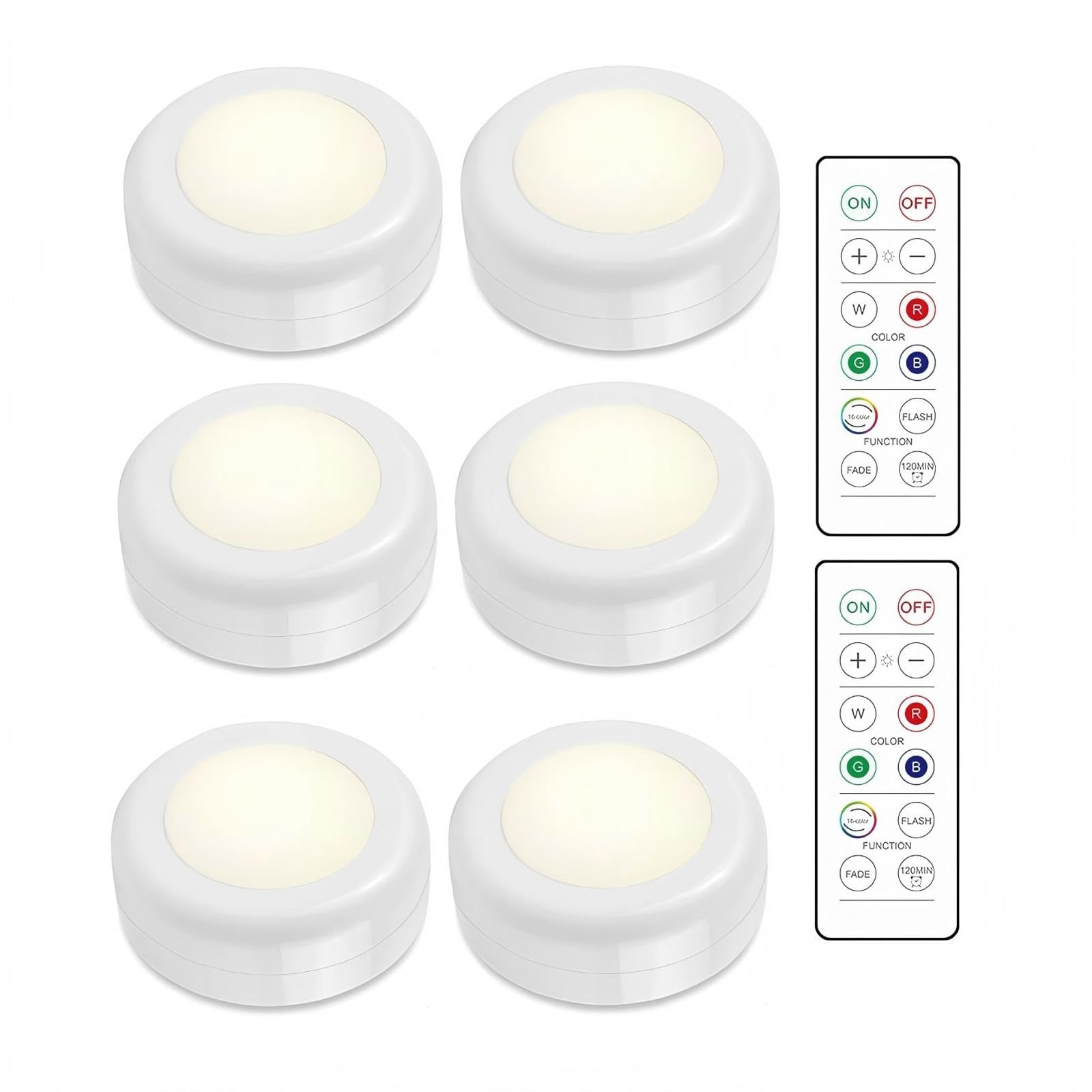 INF LED Reflektor RGB z pilotem zdalnego sterowania, 16 kolorów LED lampka nocna, zasilane bateryjnie lampki do szafy, oświetlenie ściemniane, na schody, 6 sztuk