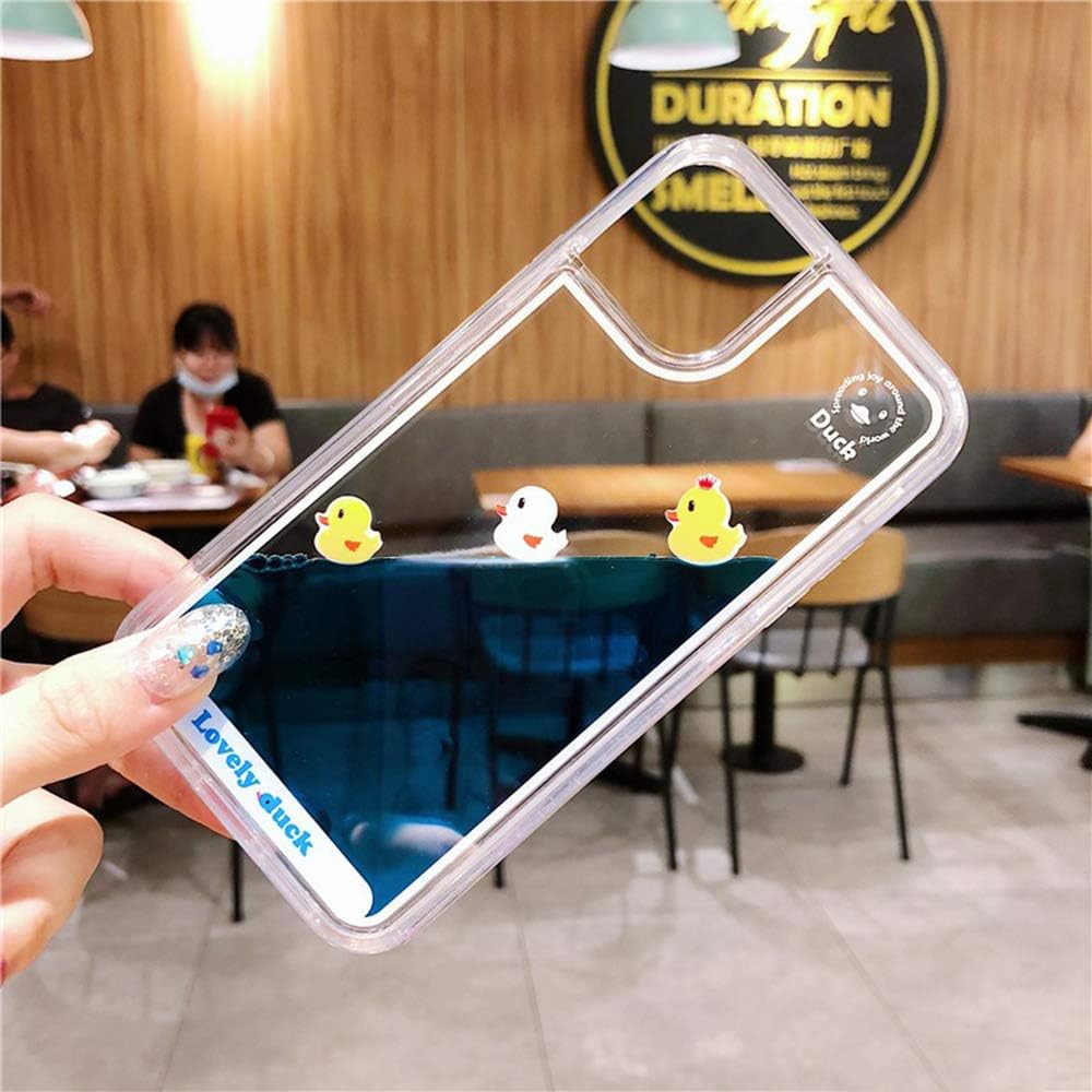 LUVI Compatible with iPhone 16 Pro Max Liquid Case Cute Funny Cartoon Moving Water Duck Quicksand Flowing Floating Waterfall Protective Soft Silicone Rubber Cover for Women Girls Blue - Image 4