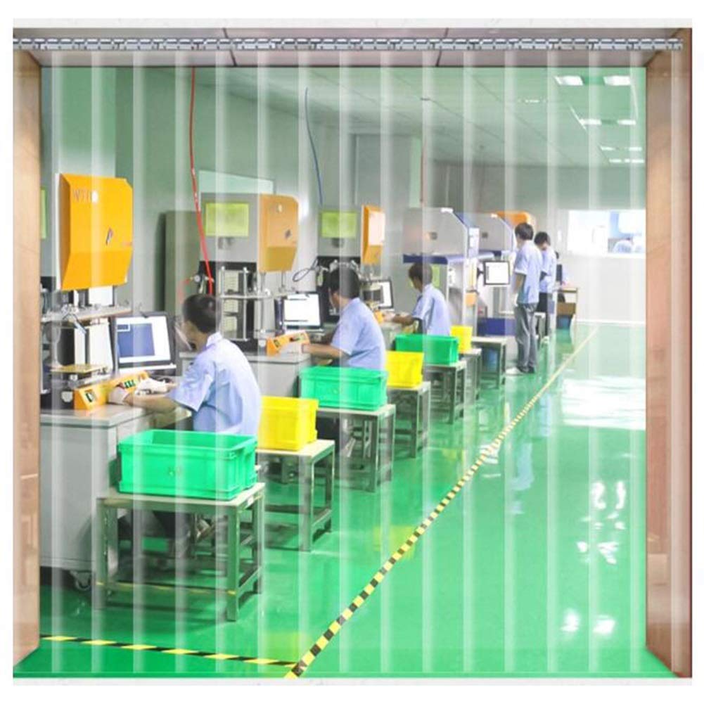 Generisch Transparenter Vinyl-Streifenvorhang-Satz, 2 mm Dicker PVC-Industrie-Stretchvorhang mit Edelstahlschiene für Reinräume und Treppenhäuser – 5-teilig (0,75 x 2 m)