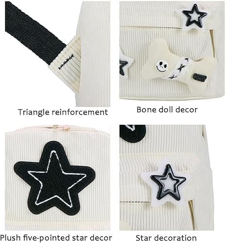 Miniatura 4 de Mochila moderna Y2K Stars Linda mochila estética para laptop universitaria, mochila casual de viaje para adolescentes (blanco)