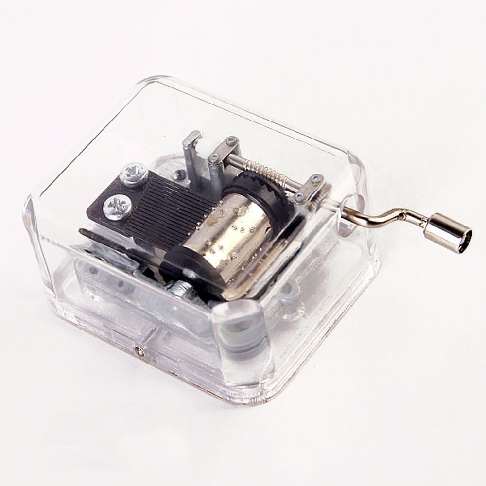 18 note Acrylic Clear Hand Cranked Gurdy Musical Mechanism Music Box Kids Gift (Over The Rainbow)