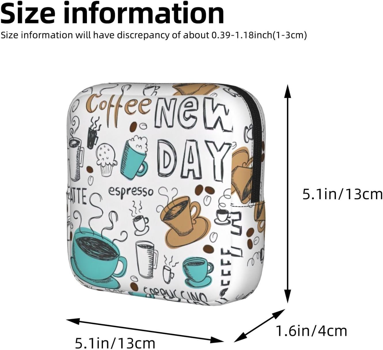 Delicious Coffee Print Women Period Bag Sanitary Pouch Portable Pad Pouch Tampon Holder Small Zipper Pouch Storage Bag
