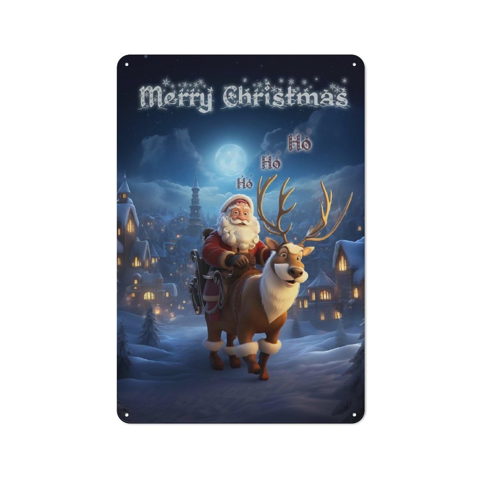 Metal Wall Sign 30x20cm Featuring Merry Christmas Ho Ho Ho for Café Or Home Bar, for Metal Sign Collectors, for Garage And Workshop Walls