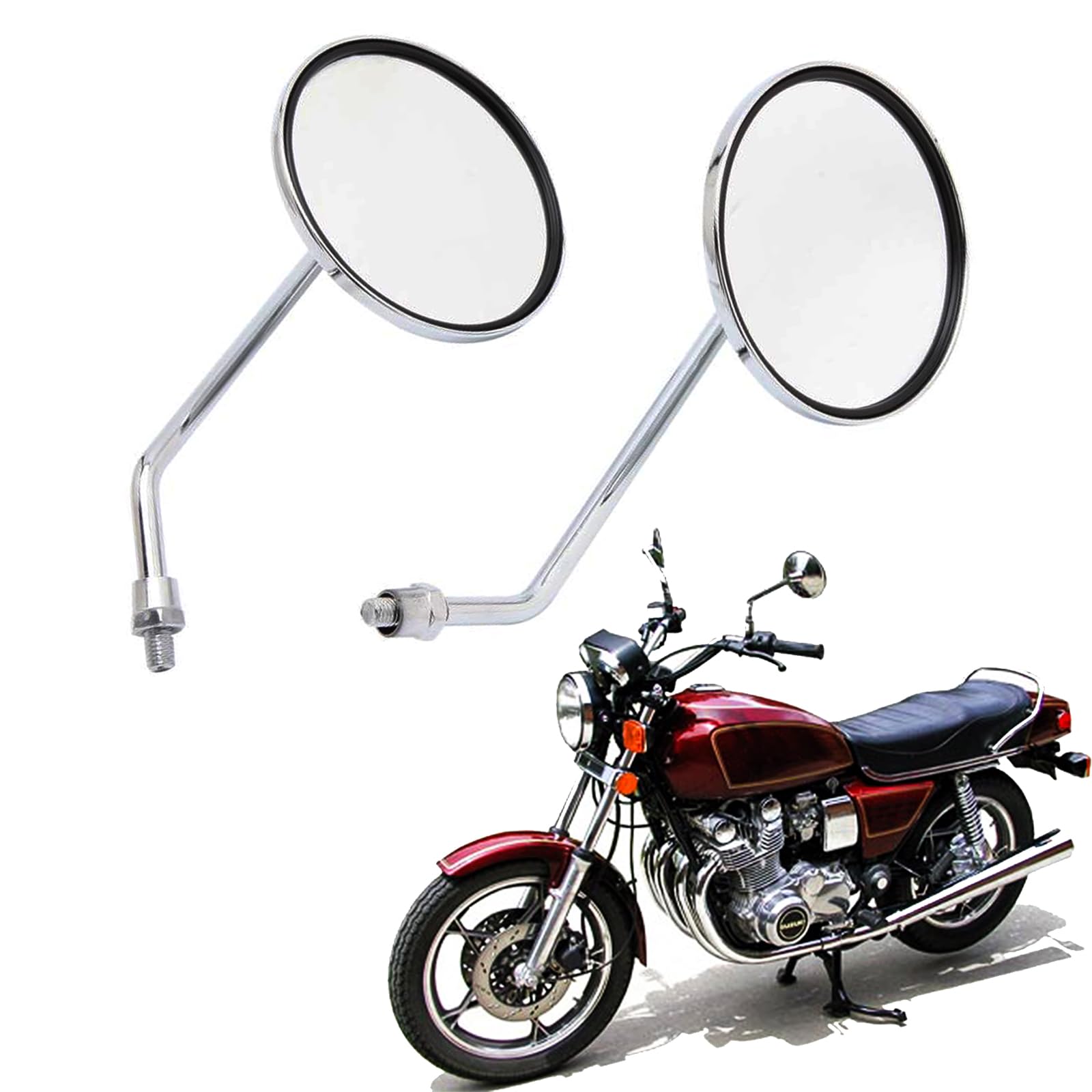 DREAMIZER 10mm Motorcycle Scooter Mirror, Chrome Motorcycle Mirror for