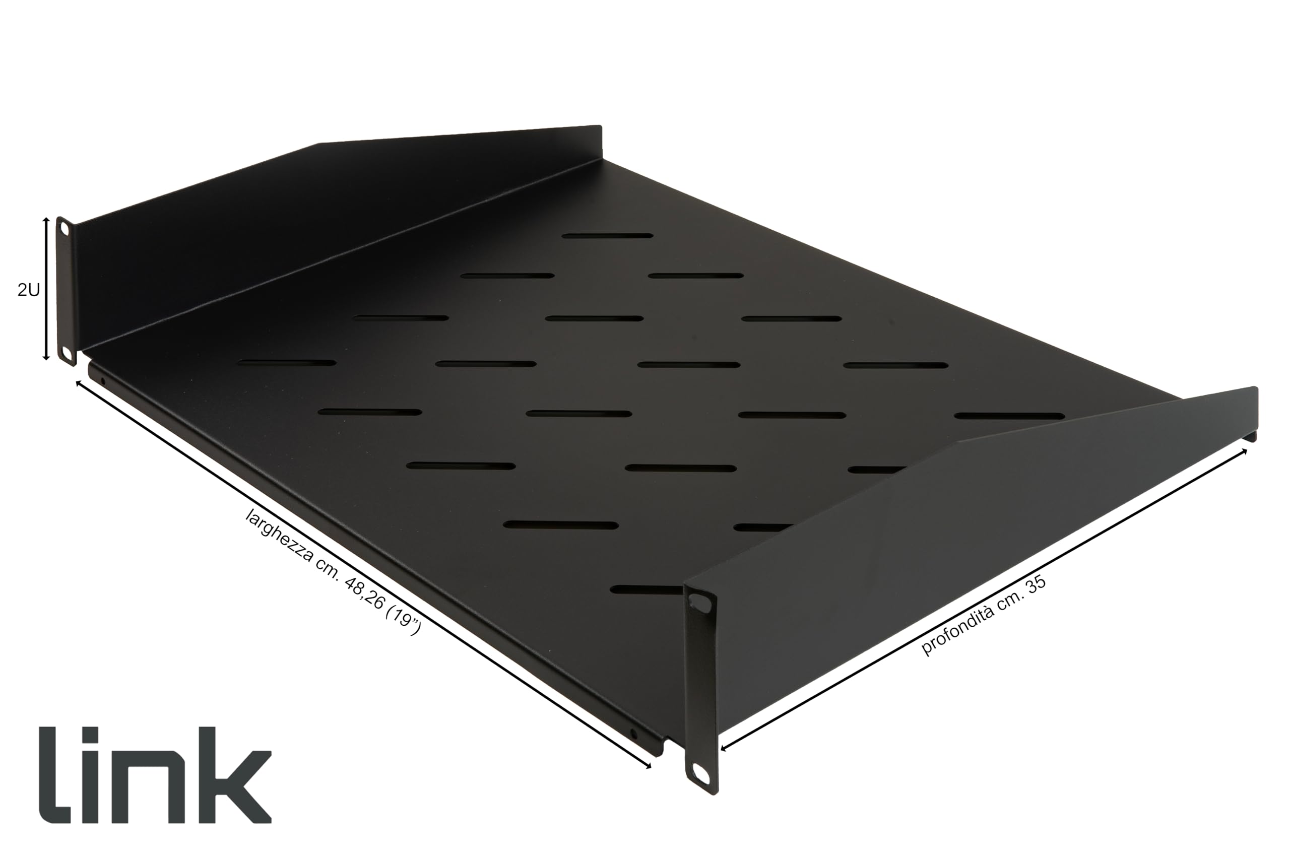 LINK LKRIP350N2U Ripiano per Armadio 19" 2U Profondità 350 mm, Nero