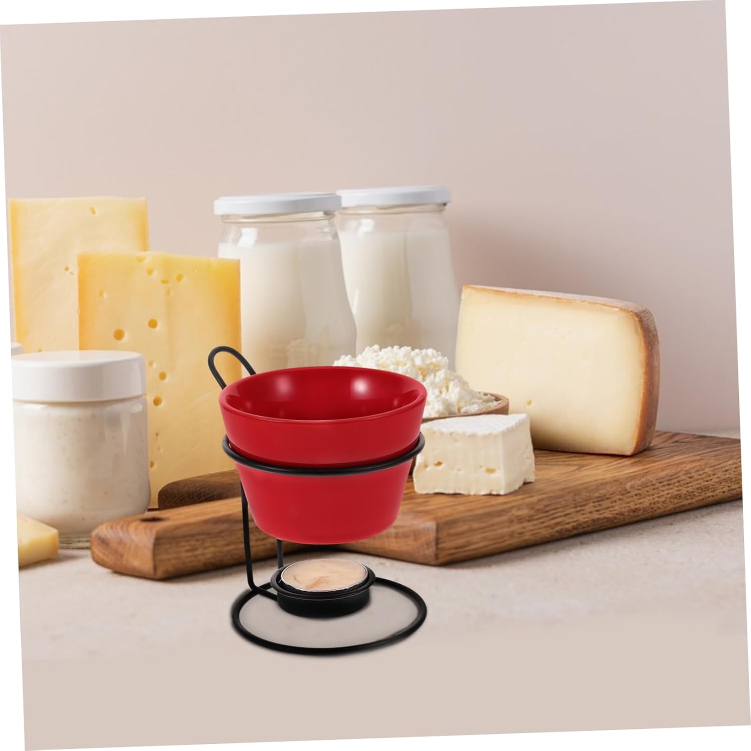 Ceramic Butter Warmer 2 Set with Iron Stand, 150ml Chocolate