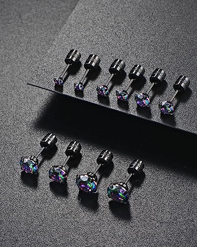 Dainty 8 Pairs Surgical Stainless Steel Earrings 14K Gold Plated Hoop Earrings CZ Stud Earrings for Women Men Lightweight Hypoallergenic Earrings Sets for Multiple Piercing,Suitable for Cartilage,Helix,Lobe,First Hole,Second Hole,Third Hole3