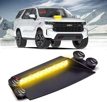 Feniex Fusion 2X Dash Light | Amber | Suction + Permanent Mounts, Cig Plug, 2-Mode | 6 LEDs, Super Bright 3 Watt LEDs, SAE Class 1