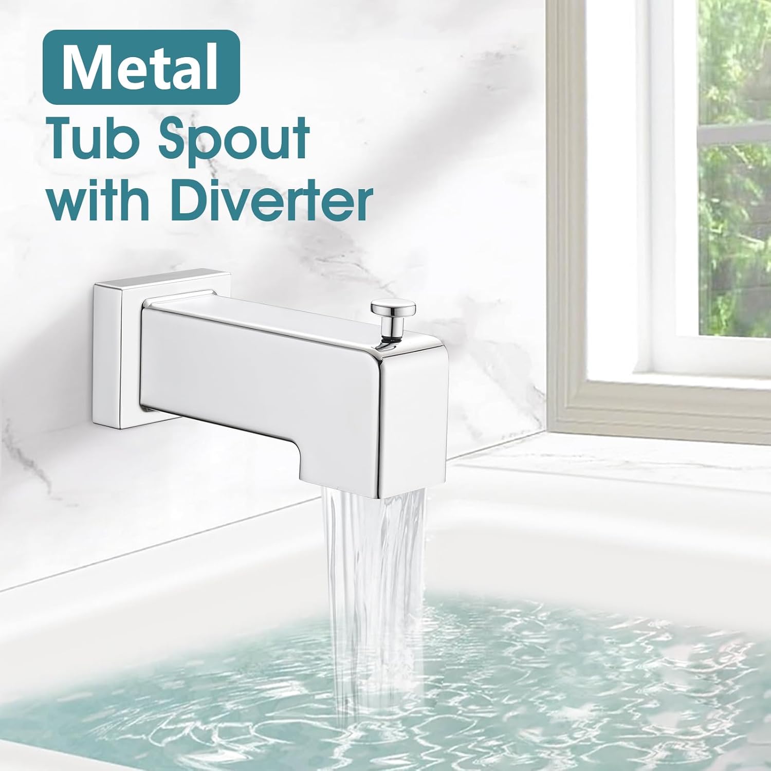 12" Rainfall Shower Faucet Compatible with Delta 13/14 Series Tub Trim Kit. (Valve& Catridge Not Inclued) (With Tub Spout, Chrome)