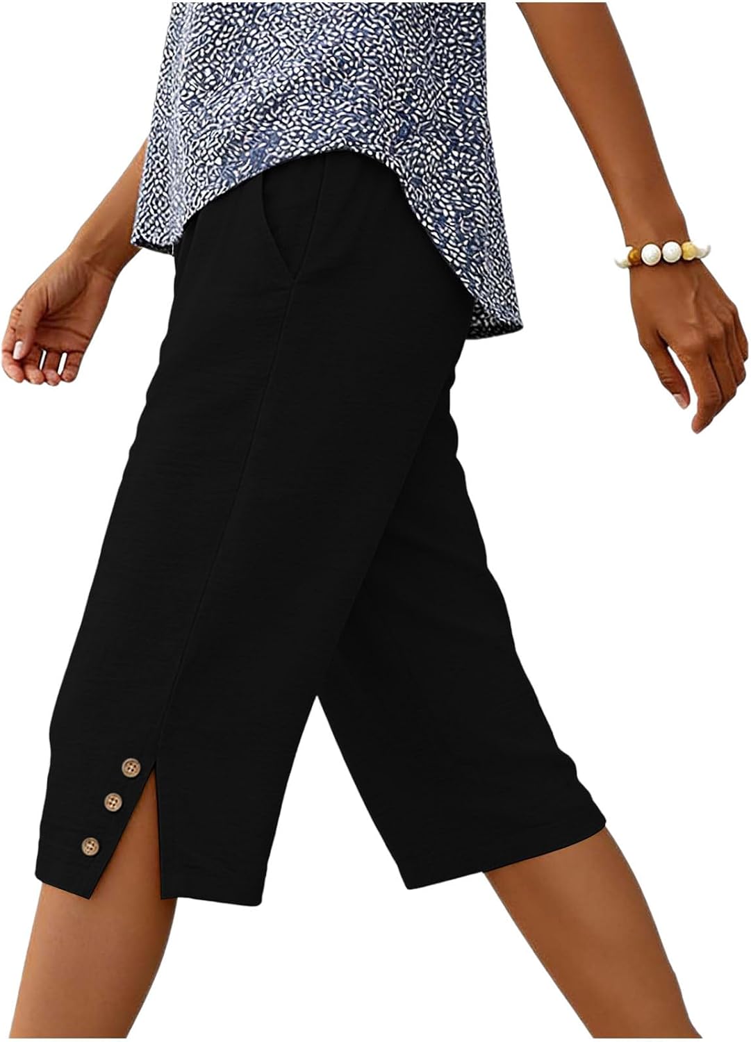 Wide Leg Shorts for Women Straight Long Bermuda Bottoms Side Split Casual Loose Cute Short Pants with Hidden Pockets