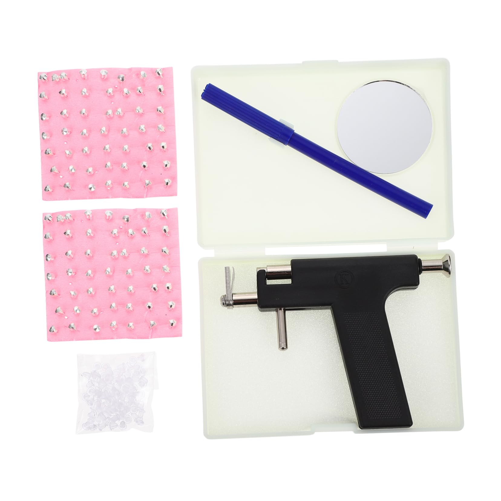 Beavorty Tool Kit Ear Kit Machine Stainless Steel Tools Includes Ear Studs for Salon and Home Use