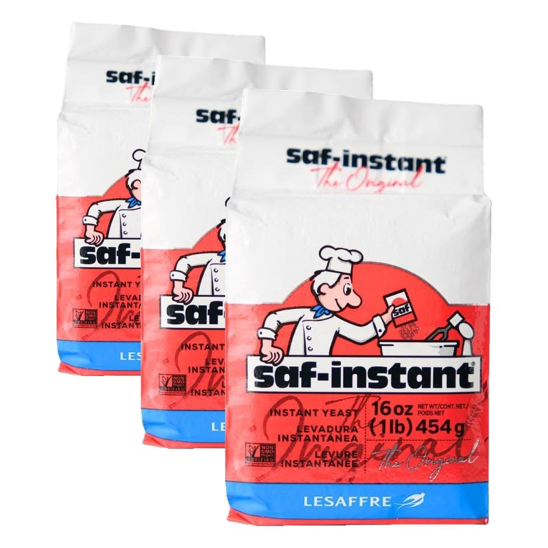 Lesaffre Yeast Instant, 16 Ounce (Pack of 3)